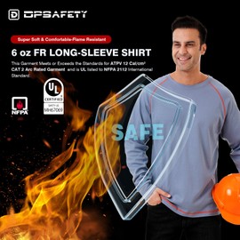 DPSAFETY FR Shirt 6 oz 100% Cotton Fire Resistant Shirts for Men, CAT2 Welding Safety Shirt Light Weight Flame Resistant Shirts(Pale Blue,5XL)