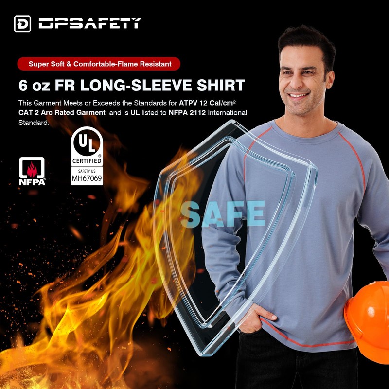 DPSAFETY FR Shirt 6 oz 100% Cotton Fire Resistant Shirts