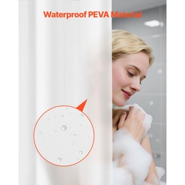 VEVOR Shower Curtain Liner, 8G Heavy-Duty PEVA Shower Liner, 2-Pack Waterproof Plastic Liners with 3 Magnets and 12 Rust-Resistant Metal Grommet, for Bathroom Showers & Bath Tubs, 72 x 72 in (White)