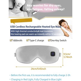 Dearan Silk Heated Eye Mask Cordless Rechargebale for Dry Eyes,Warm Eye Heating Pad No Pressure, Sleep Eye Mask Gift for Men and Women