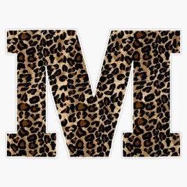 Leopard Letter - M Sticker Outdoor Rated Vinyl Sticker Decal for Windows, Bumpers, Laptops or Crafts 5"