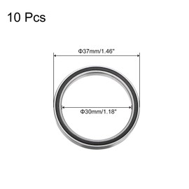 sourcing map 6706-2RS Deep Groove Ball Bearing,10pcs 30 x 37 x 4mm Z2 Double Rubber Sealed Chrome Steel Bearings,Black