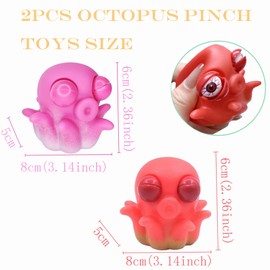 2pcs 3D Octopus Popping Out Eyes Squeeze Toy for Kids,Funny Pinch Toy Stress Relief Toy,Novelt Sensory Fidget Toy Hand Squishy Squeeze Toys for Kids Adults Stress Anxiety,Christmas Birthday Gifts