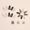 24pc Almond False Nails with Full Cover - Black, Pink,