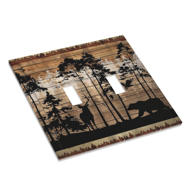 WMHUSU Decorative Light Switch Plate Covers Abstract Bear Deer Forest