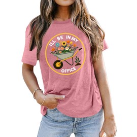 Ithalt Garden Shirt for Women Plant Lover T Shirt Funny Gardening T-Shirt Floral Graphic Tee Gardening Lover Gifts(Pink, XX-Large)