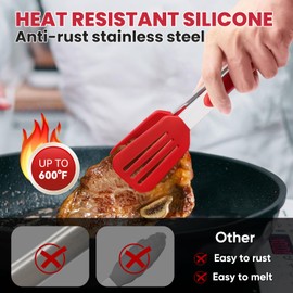 3 Pack Silicone Tongs for Cooking,Maywe Tanso 9 Inch Cooking Kitchen Tongs with Silicone Tips,Nonstick Stainless Steel Tongs for Steak Pie Pizza Pasta Spaghetti Salad BBQ Buffet