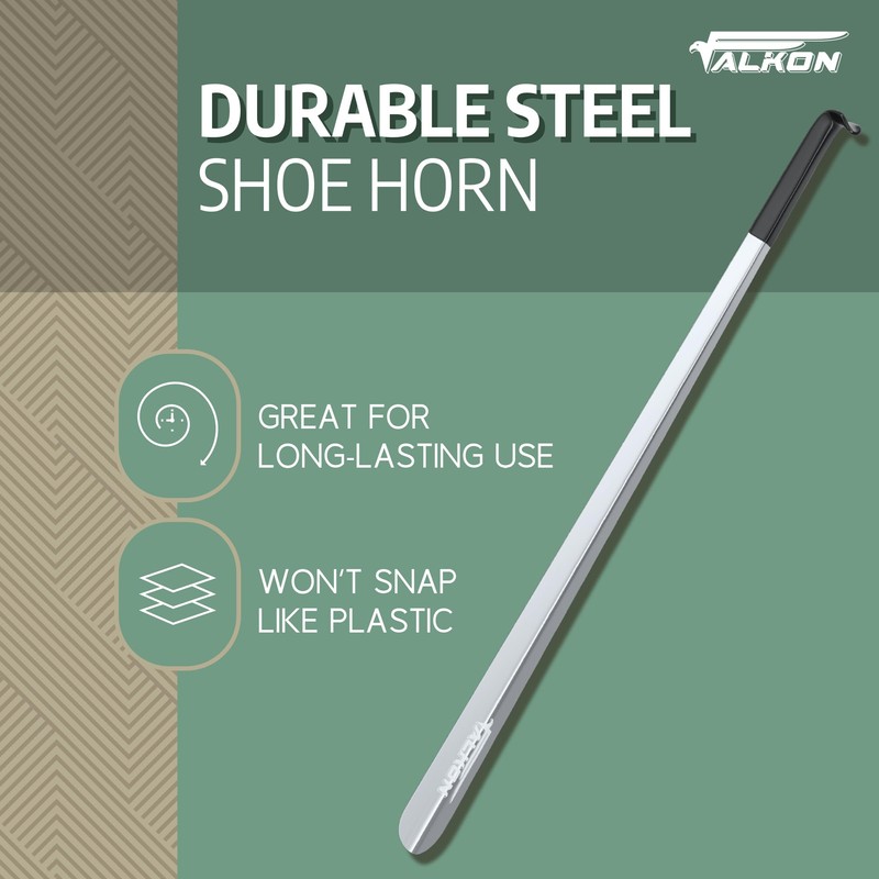 Falkon 31.8" Extra Long Metal Shoe Horn | 2-Pack Shoe
