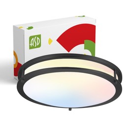 ASD LED 16 Inch Round Flush Mount Light Fixture | 24W 1900LM 3000K-5000K 120V | 3CCT, Dimmable, Energy Star, ETL Listed | Close to Ceiling Double Ring Lamp, Low Profile Lighting | Dark Bronze