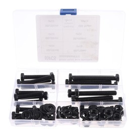 Fudeshe 80Pcs Bolt Metric Nuts and Bolts Assortment, Black Full Thread Hex Head Bolts and Nuts Kit,Hex Head Nuts and Bolts Assortment Kit, Nuts and Bolts Assortment Kit