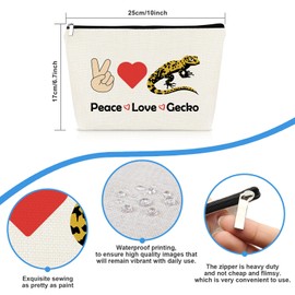 Gecko Lizard Gift Makeup Bag for Women Gecko Lizard Lover Gift Bearded Dragon Gift Reptile Gecko Owner Gift Reptile Animal Themed Cosmetic Bag Gift Leopard Gecko Gift Pet Lover Gift Make Up Pouch