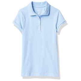 Chaps Girls' Toddler School Uniform Short Sleeve Interlock Polo, Light Blue, 3T