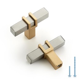 HOME EDIT 2 inch Cabinet Handles, 1 Pack Kitchen Cabinet Handles Brushed Nickel and Gold Drawer Pulls Zinc Alloy Square Bar Kitchen Pulls