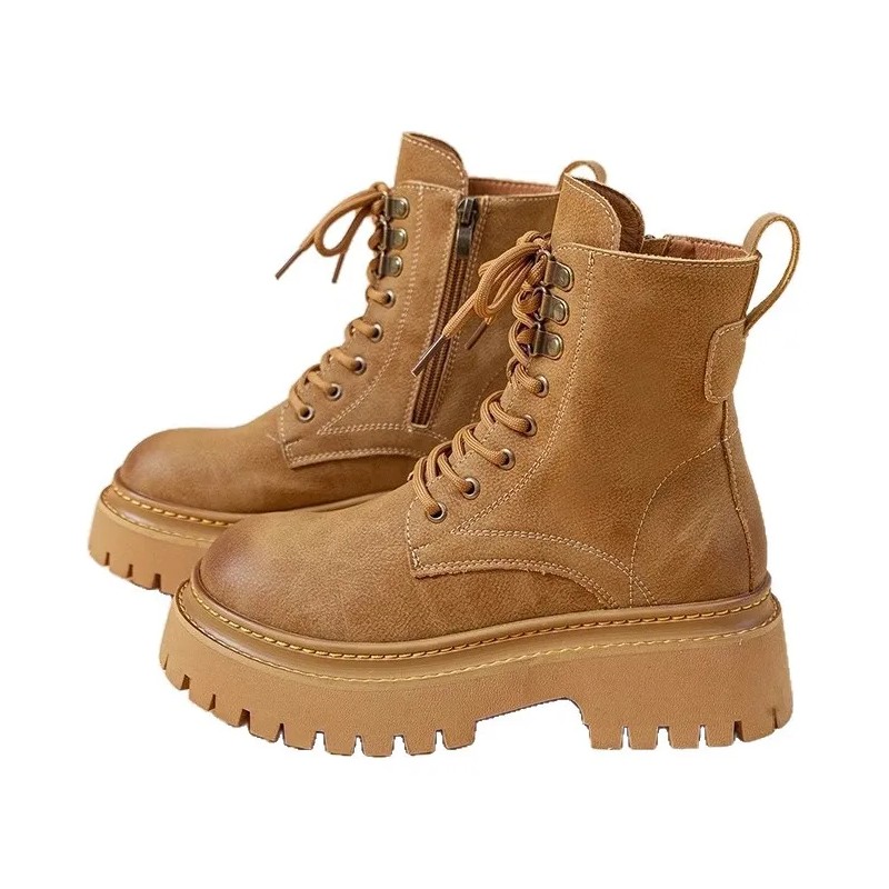Botas Martin Retro Con Suela Gruesa A Media Pantorrilla Para