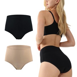 BATTEWA Underwear for Women Leakproof Urine,High Waisted Washable Asorbency Incontinence Underwear Providing 50ml Bladder Leak Protection. (Black-Beige,2X-Large)