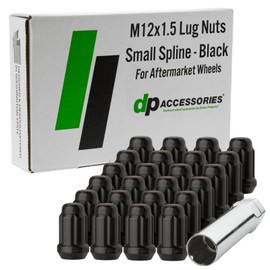 DPAccessories Black Spline Lug Nuts - M12x1.5 Lug Nuts 24 Pack for Aftermarket Wheels - Spline Tuner Lug Nuts 12x1.5 - Set of 24 Black Lug Nuts and One Spline Lug Nut Socket - D5246P-2308/24