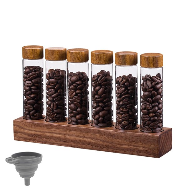 Seahelms Coffee Bean Storage Tubes Coffee Bean Cellar Wooden Stand