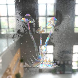 Prism Window Stickers for Bird Strikes, Anti-Collision Stickers, Prevent Birds from Flying in Windows (Mushroom, 12 Pack)