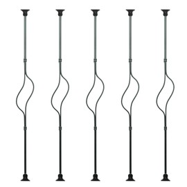 Balusters for Staircase Interior - Stair Railing Spindles, Iron Balusters Banister, Hollow Square, 1/2inch x 44inch, Crescent Iron Balusters and Swivel Shoes (Pack of 5), Satin Black