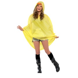 Smiffys Duck Party Poncho, Yellow with Drawstring Bag, Party Poncho Fancy Dress, Adult Dress Up Costumes