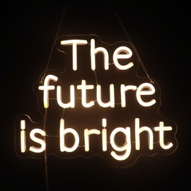"The Future Is Bright" Neon Sign, Positive Quotes Decorative Neon Lights for Home Room Wall Decor, Office Wall Decor Neon Light Sign, Christmas Birthday Gift,Thanksgiving Gift(warm white)