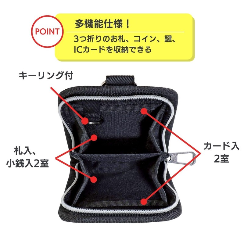 Kutsuwa PM512 Kids' Wallet, Black, Free