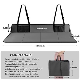 YEEKORO Car Rear Seat Mattress Extension Plate, Foldable Car Back Seat Extender，Portable Mattress for Sleeping, Increase Travel Trunk Space and Car Bed Camping Space for Car, SUV, Model Y/3