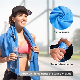 DAHAN Toalla de Microfibra 2 Pack, Toalla Deportiva Secado Rápido, Toalla Gym Suave y Ligero para Natacion, Deporte, Baño, Viajes, Yoga, Etc (Azul)