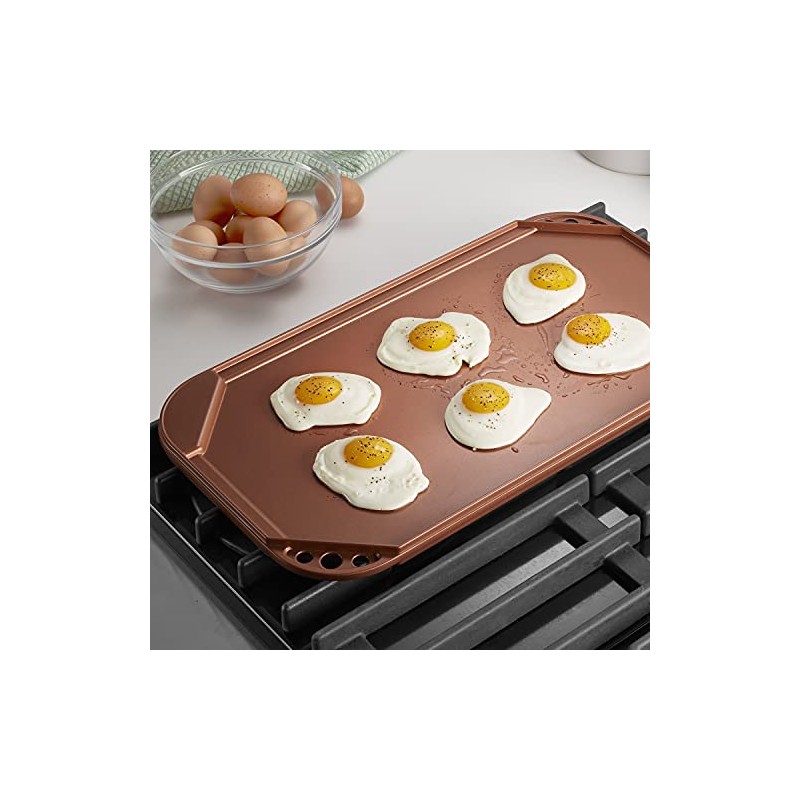Tramontina Reversible Double Burner Non Stick Grill-Griddle, Quantanium Reinforced Nonstick