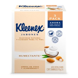 Humectante con Crema de Coco y Almendras, Suavidad Natural, Libre de Sulfatos y Parabenos, 3 Barras de 110g