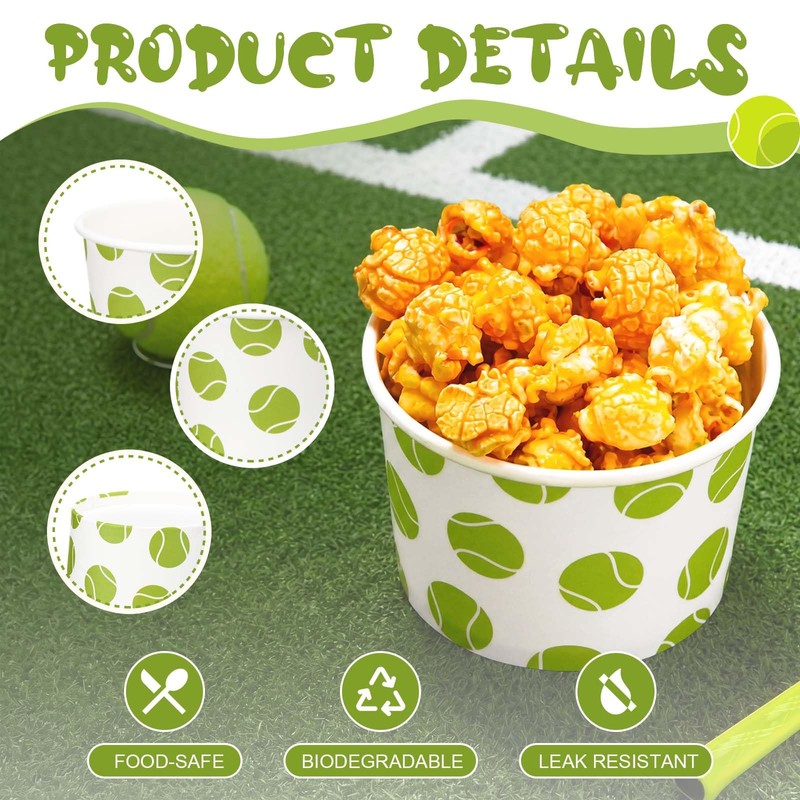 50 Pcs Tennis Party Decoration 9 oz Tennis Paper Cups
