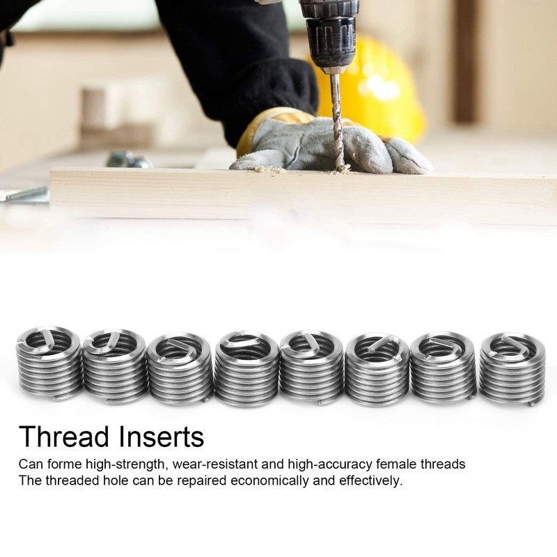 Thread Repair Inserts, 50Pcs Wire Threaded Inserts M8 x 1.25mm