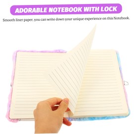STOBOK Fluffy Notebook for Girls Adorable Diary Lock Plush Cover Notebook Little Girls