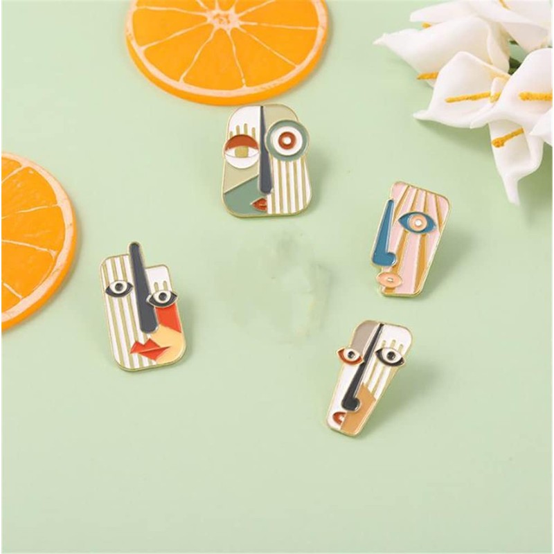 4Pcs Art Mask Enamel Pin Brooch Individual Metal Badge Lapel