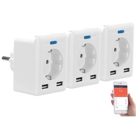 Luminea Home Control USB-Steckdose Ladegerät: 3er-Set WLAN-Steckdosen, USB, App, für Alexa, Google Assistant & Siri (Alexa kompatible Steckdosen, Alexa-Zubehör-Steckdosen)