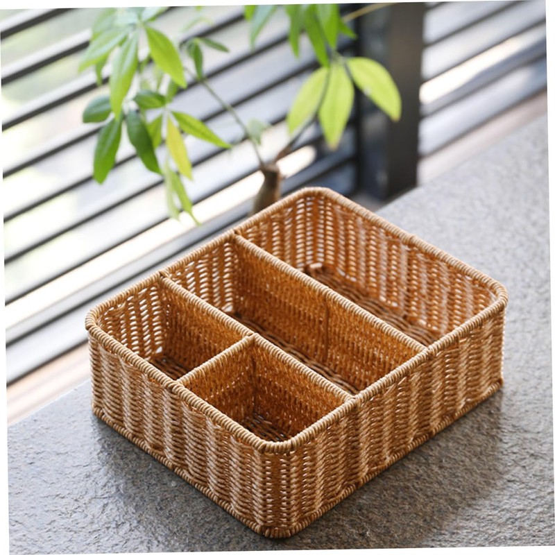 LABRIMP Woven Storage Basket Cosmetic Organiser Drawer Dividers Organizer Decorative