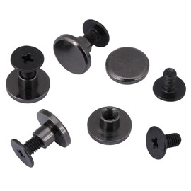 Walfront Set of 20 Brass Flat Head Button Rivets Black Leather Craft Screws Nail Rivets DIY Leather Craft Metal Rivets for Belt Strap Bag Shoes Decoration 5 mm Black