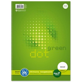 Staufen Staufen Green 608573000 College Pad, DIN A4, Dotted Lining, 80 Sheets, 4-Hole Punch, Premium White 70 g/m² Recycled Paper, Pack of 1