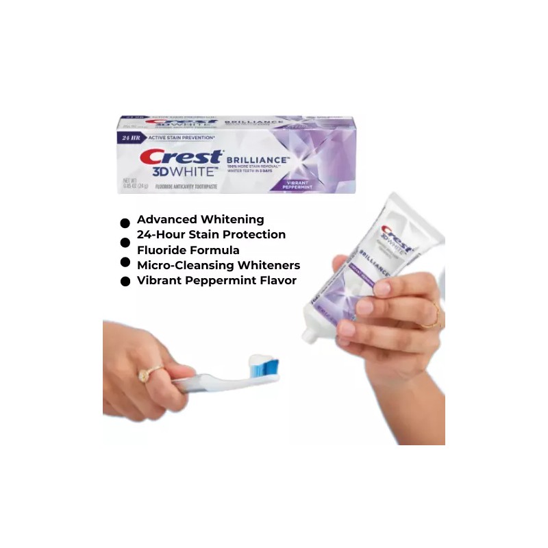 Crest 72/Pack Crest 3D White Brilliance Toothpaste 0.85 oz Travel