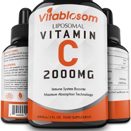 Vitablosom Liposomal Vitamin C 2000mg Liquid for Adults, High Absorption VIT C, Maximize Vitamin C, Immune System & Antioxidant Support, 60ML (1 Bottle)
