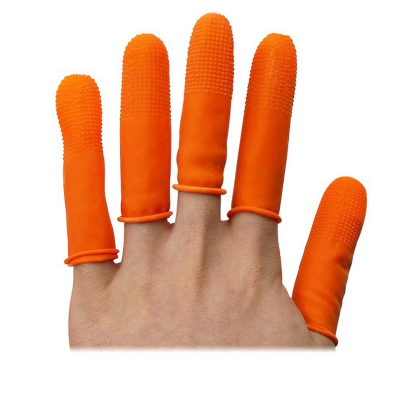 Pack of 100 Rubber Finger Cots Latex Finger Covers Non-Slip