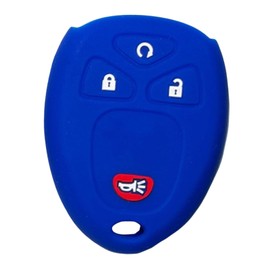 Silicone Key Fob Cover, Remote Key Protector Fit for Chevy GMC Hummer 2010-2014 Chevy Silverado 6500HD 4500HD 5500HD, 4 Buttons Keyless Remote Holder (Blue)