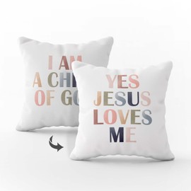 Christian Pillows Covers, Jesus Loves Me Reversible Pillow, I'm A Child Of God Religious Throw Pillow Case For Classroom Home Bedroom Kids Room Decor, Inspirational Christian Gifts For Kids -22