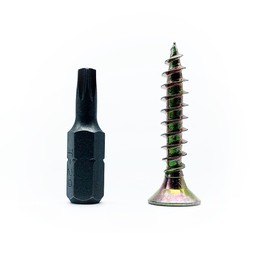 DOJA Barcelona Chipboard Screws with Torx Bit | 100 Wood Screws Countersunk Head 4 x 40 mm + 1 T20 | Wood Screws Galvanised Steel | Countersunk Screws Full Thread + Tip | Chipboard Screws Flat Head