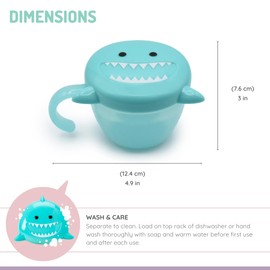 melii Animal Snack Container with Finger Trap, Shark, for Toddlers, Kids and Adult