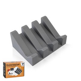 Coipdfty Soap Dishes, Silicone Shower Soap Dish with Drianage, Bar Soap Holder & Saver Waterfall Self-Draining to Keep Your Bar Soap Organized and Clean (1, Grey)