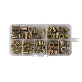 Set of 70 Insert Nuts M4 x 10 mm M5 x 10 mm M6 x 10 mm M6 x 13 mm M6 x 15 mm Screw-in Type Furniture Woodworking DIY Joining Hardware Repair Tool Storage Case for Portable Convenience