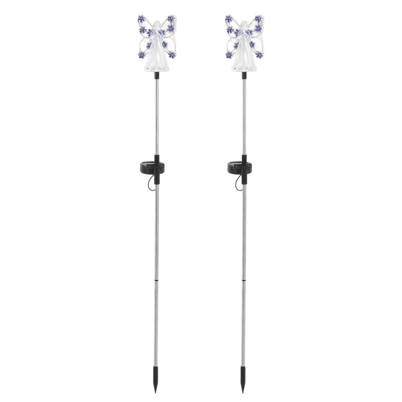2 Pack LED Solar Angel Lights Solar Powered White Light