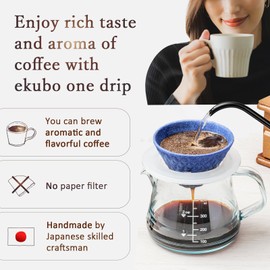 Ceramic Reusable Coffee Filter Pour Over Dripper Paperless Sustinable ekubo one drip 1-2 Cup Made in Japan (Pink)