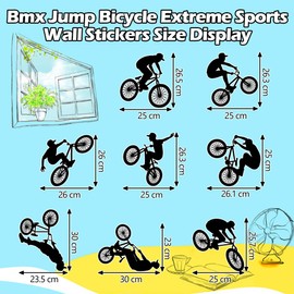SITAKEGS Jump Bike Cyclist Wall Decals, 8pcs BMX Bicycle Extreme Sports Wall Stickers, Removable Mountain Bike Rider DIY Art Silhouette Wall Mural Wallpaper for Man Kids Boys Girls Room Bedroom Decor